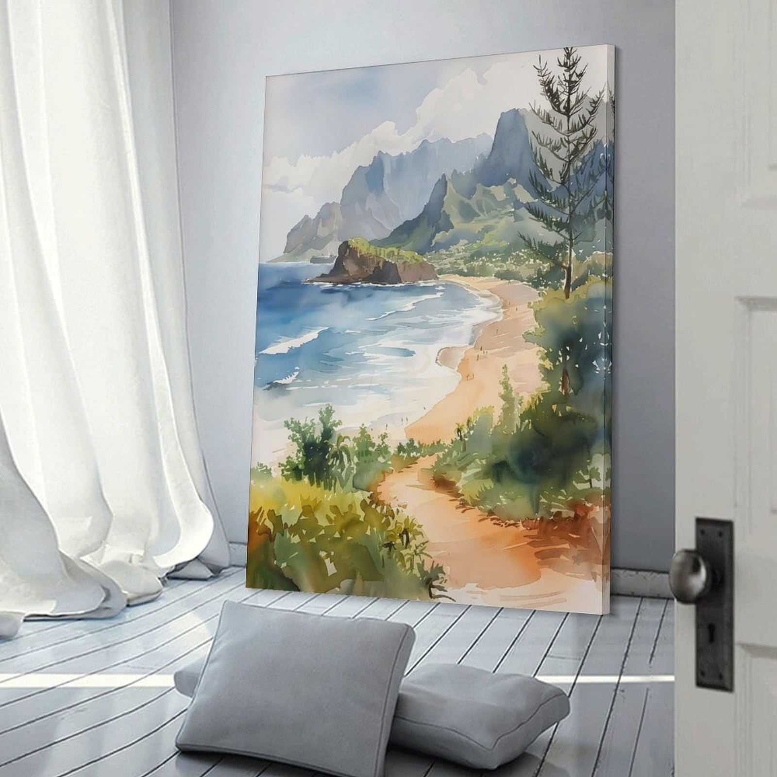 Amazon.com: ZJLAMZ Kauai Watercolor Painting Hawaii Wall Art Kauai
